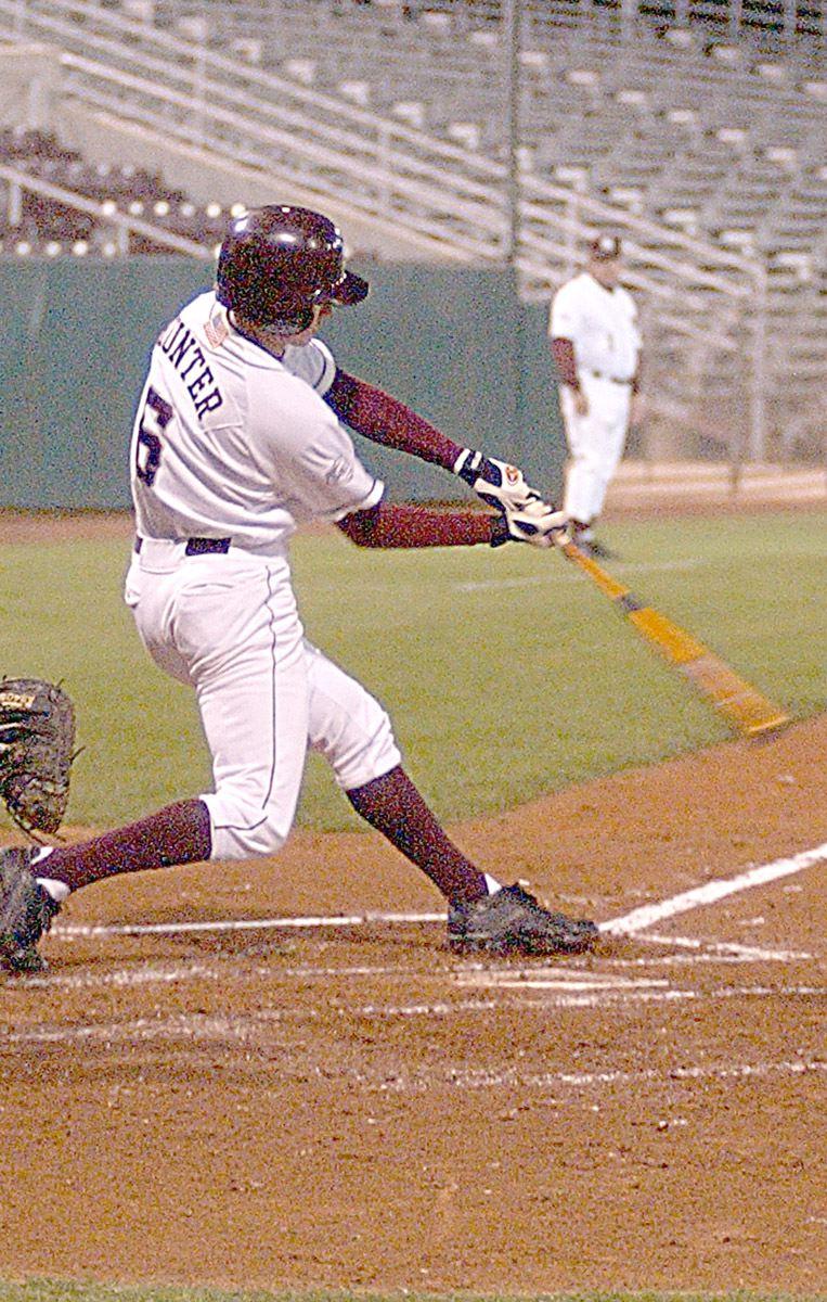 Hunting a hit Bulldog J.B. Hunter takes a cut at the pitch in a recent home game. The Diamond Dawgs return home today to take on UAB at 6