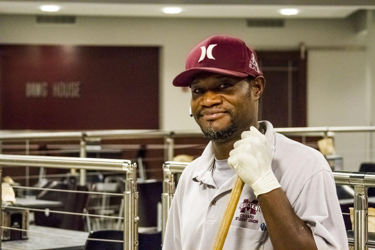 Ricky Calmes, custodial supervisor at the Colvard Student Union, was promoted after starting out mopping floors.