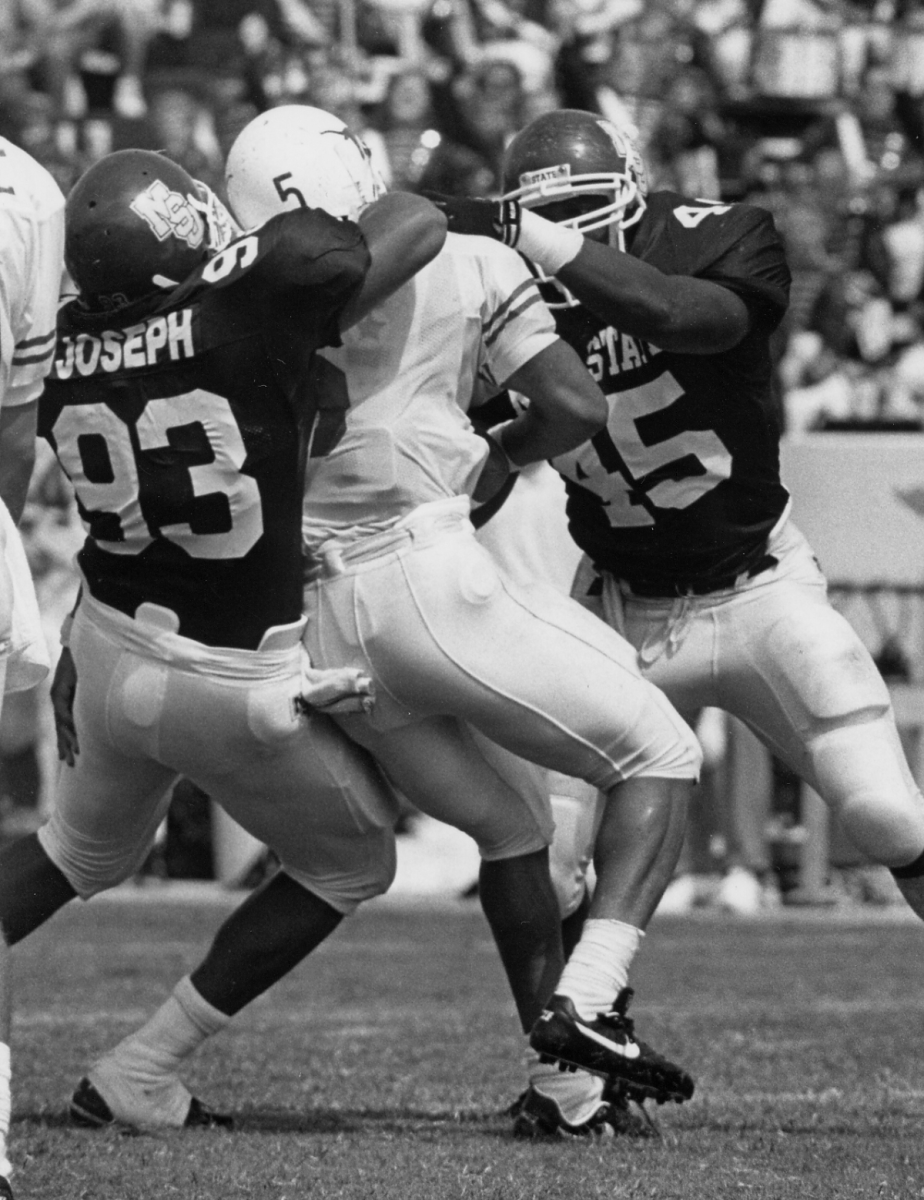 Keith Sr. (No. 93), father of Marshean Arkeith Joseph Jr. plays football for MSU as a linebacker between the years of 1989-92. Keith Sr. and Jr. died in a tragic car accident Friday night while traveling to a Pascagoula High School game. MSU Athletics is hosting a public memorial service honoring the two Thursday at 12:30 p.m. in the Humphrey Coliseum.