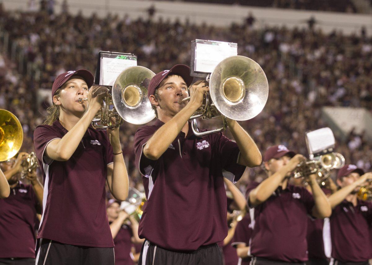 Mississippi State University’s Famous Maroon Band performs at a football game Saturday, Sept. 10 against South Carolina, winning 27-14. 