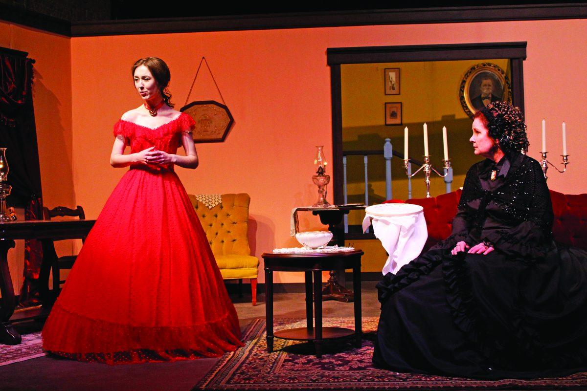 (Left) Katelyn Mathis and (Right) Elaine Trinkle rehearse their roles in Starkville Community Theatres production The Heiress.