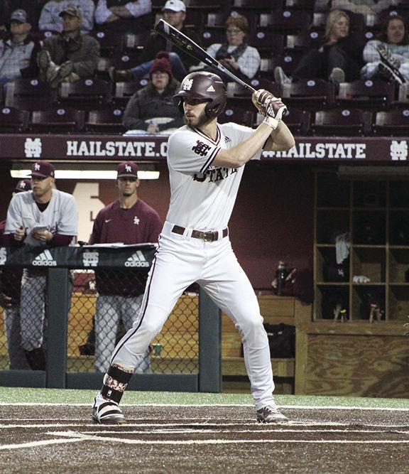 Sophomore Josh Hatcher is up to bat during the game against Little Rock. Hatcher hit one triple and had two RBIs.&#160;