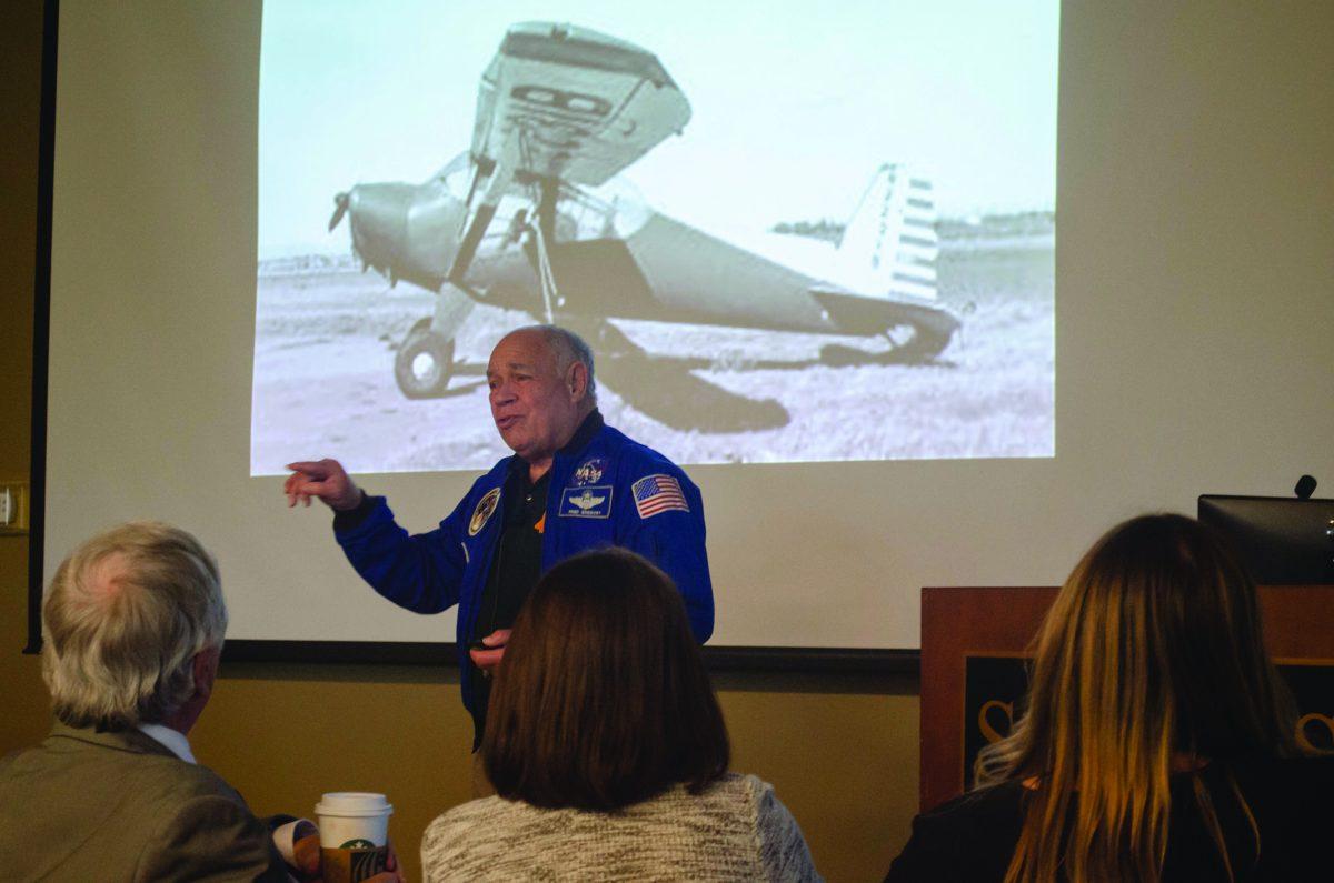 Astronaut Frederick D. Gregory spoke Tuesday in the Honors College in a ceremony honoring MSU’s 2019 Astronaut Scholars, Mary Catherine Beard and Jacob Easley.