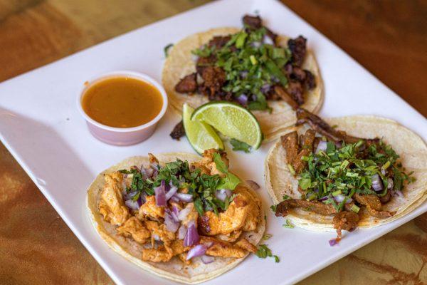 Al pastor, chicken and steak street tacos are among the wide variety of traditional dishes served at Casa Bravo Mexican restaurant.