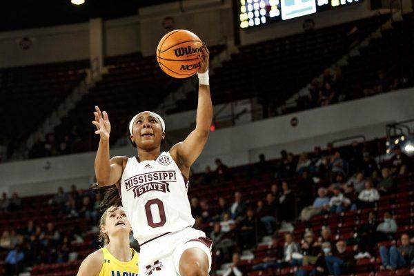 Anastasia Hayes elevates to the hoop in a previous game against South Dakota State University.