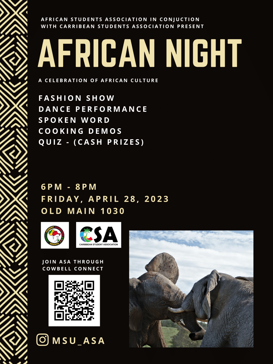 African Night will take place in Old Main 1030.