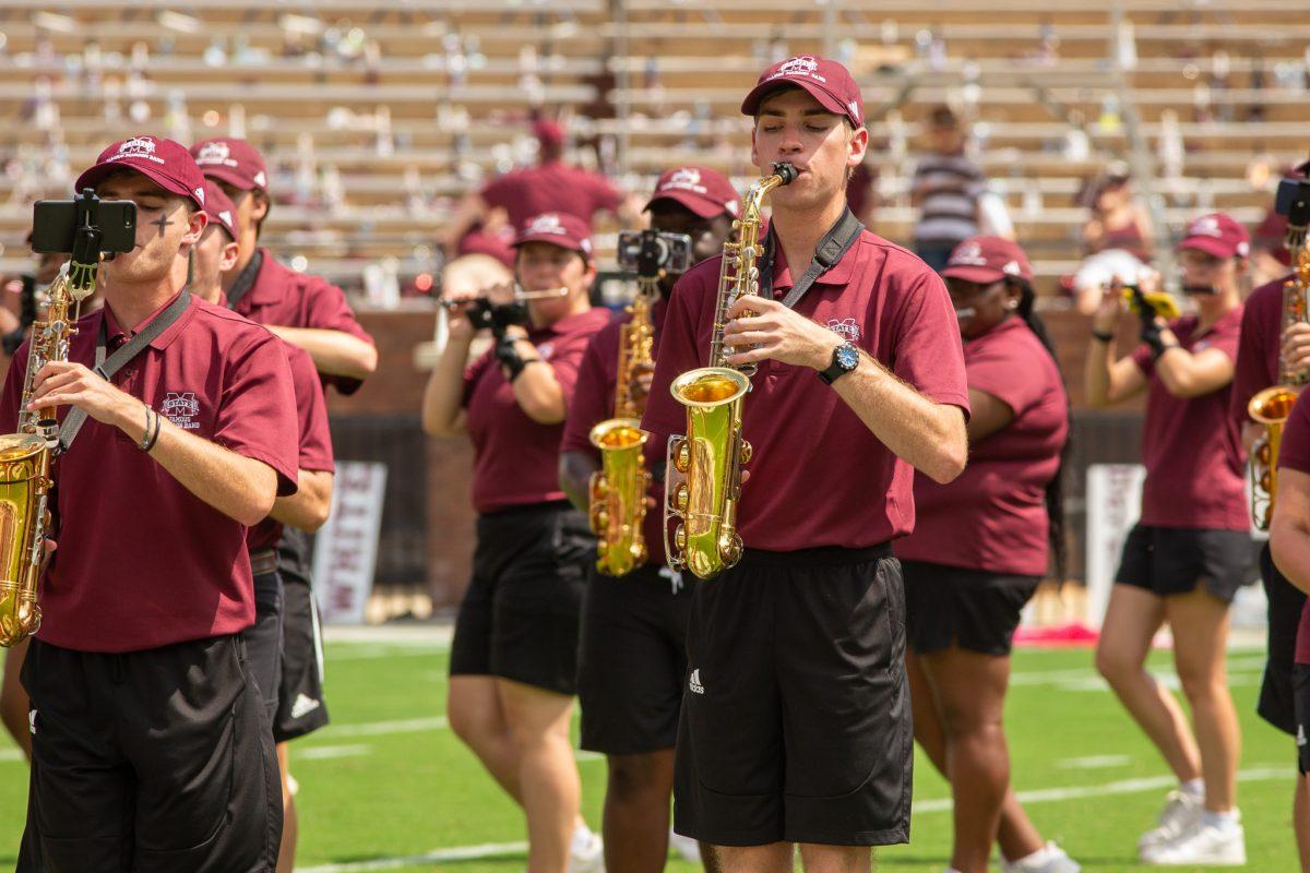  The Famous Maroon Band performs a halftime show at every home game in Davis Wade Stadium.