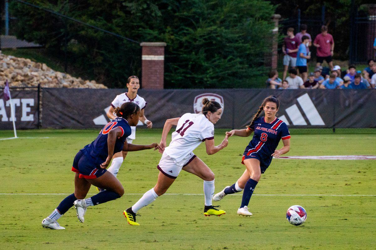 Mississippi State Midfielder/Forward Hannah Johnson (#11) during the match between the Auburn Tigers and the Mississippi State Bulldogs at the MSU Soccer Field in Starkville, MS.