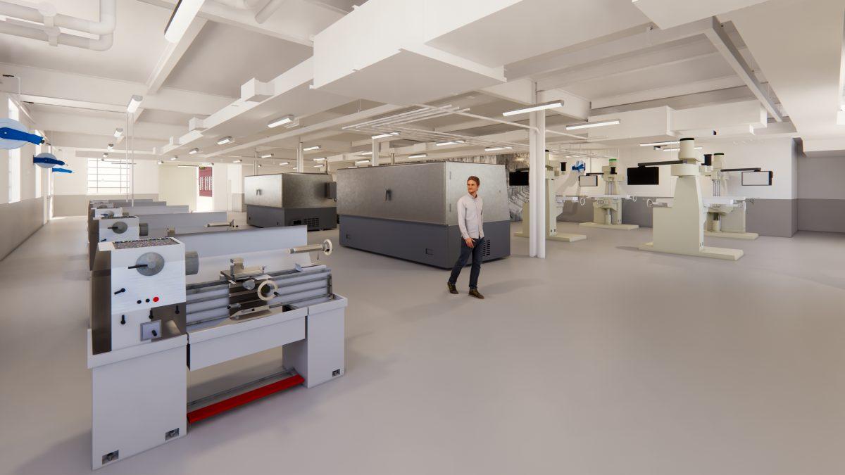 The IDEE lab is a cooperative space designed to be accessible to all mechanical engineering students.