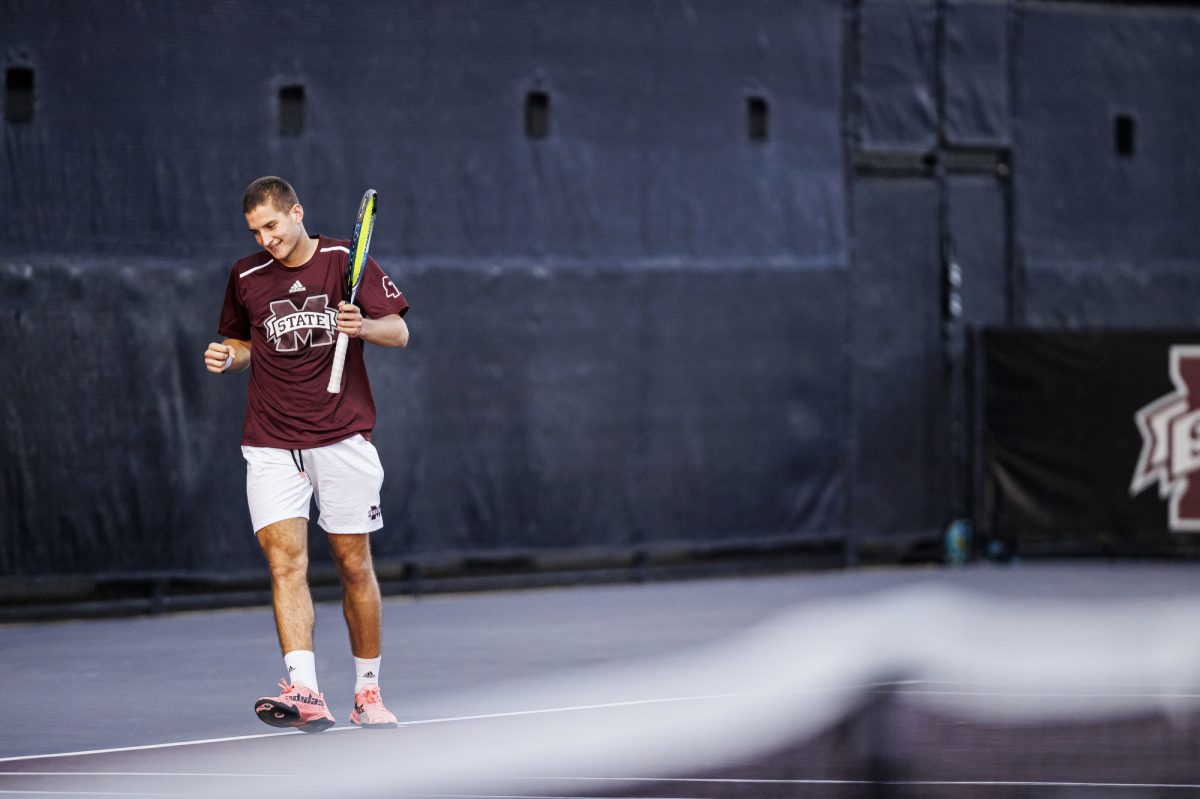 Mississippi States Petar Jovanovic during a match at the A.J. Pitts Tennis Centre in Starkville, MS. 