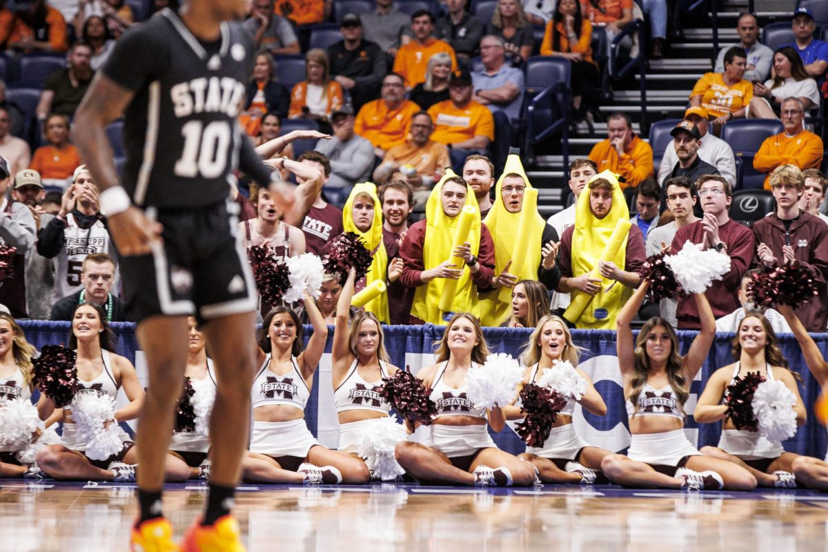 The Bunch cheer on the bulldogs in Nashville during the SEC Tournament game against Tennessee on March 15.