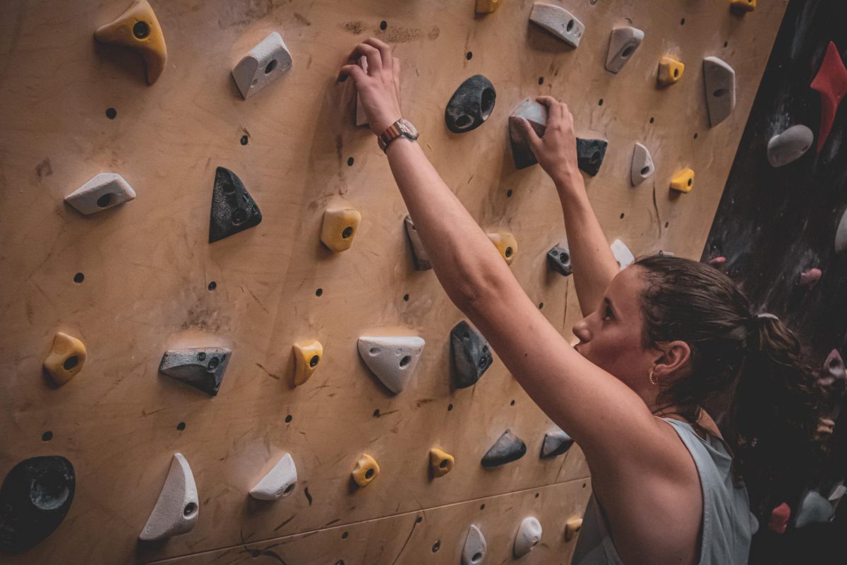 Charles Swanson tries the Sanderson's bouldering cave