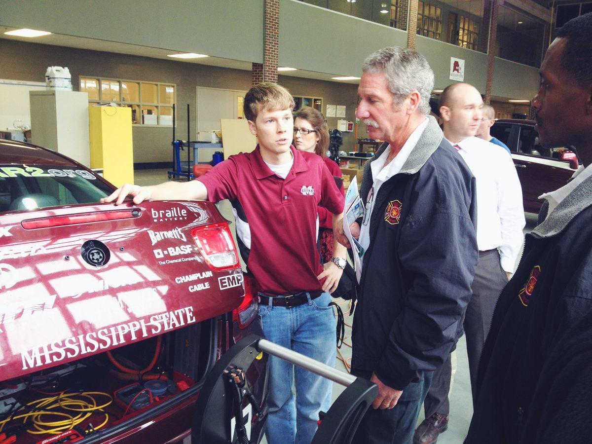 Members+of+the+MSU+EcoCar+2+team+presented+their+work+to+Starkville+firemen+Friday.+The+presentation+focused+on+safety+and+gave+the+teams+progress+report.