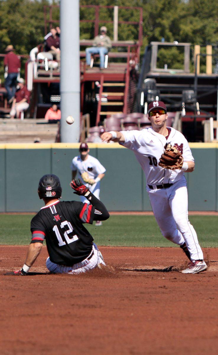 Infielder Ryan Gridley (pictured) throws out a Nicholls State baserunner in Mississippi State’s victory over the Colonels this weekend. 