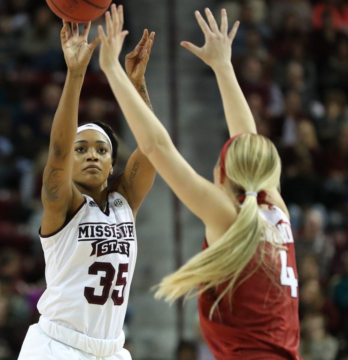 Victoria+Vivians%2C+a+senior+from+Carthage%2C+led+MSU+in+scoring+with+29+points+in+MSUs+111-69+rout+of+Arkansas.+She+was+honored+before+the+game+for+reaching+2%2C000+career+points+earlier+in+the+season.