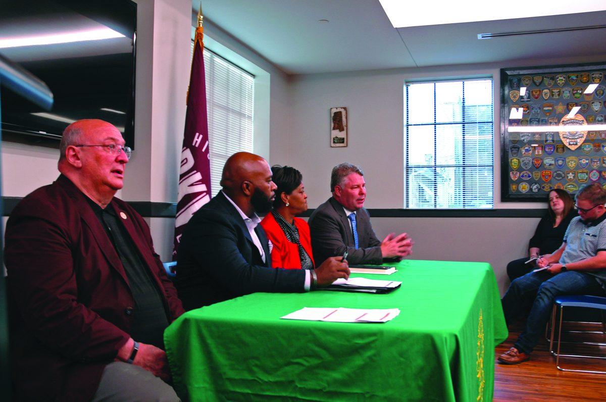 Rep. Gary Chism (District 37), Rep. Cheikh Taylor (District 38), Sen. Angela Turner-Ford (District 16) and Rep. Rob Roberson (District 43) discuss a variety of topics at the forum Thursday.