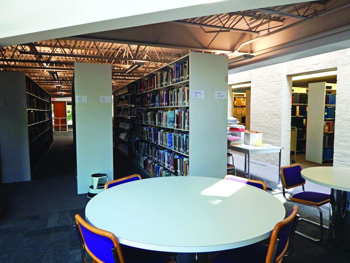 Giles Hall, a College of Architecture, Art, and Design building, houses a library open to all students between 8 a.m. and 10 p.m. most weekdays.