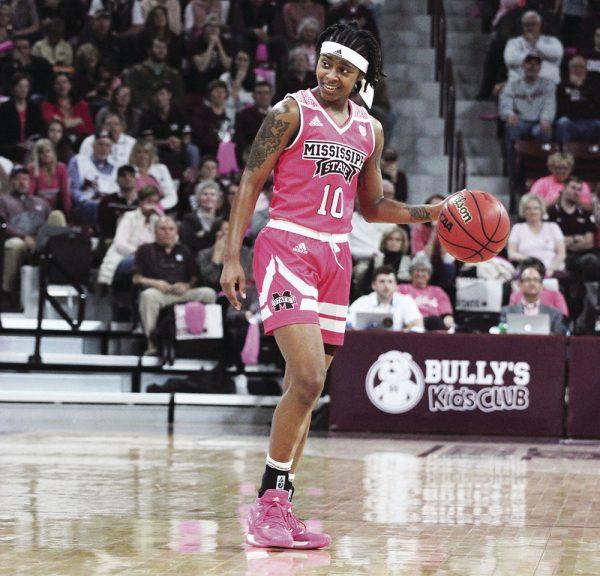 Senior Jazzmun Holmes smiles as the clock winds down to put away the Tennessee Lady Vols 91-63. The Lady Bulldogs are now 10-0 in SEC play.