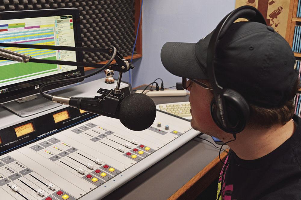 Computer science senior and on-air radio personality Michael Garlotte broadcasts to the students of MSU.