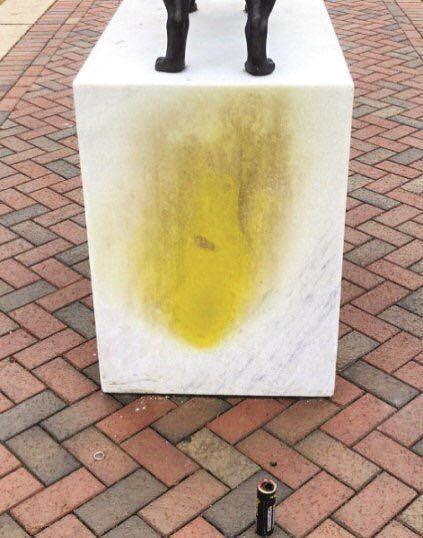 MSUPD believes damage to the Bully statue in the Junction was caused accidentally by smoke effects.