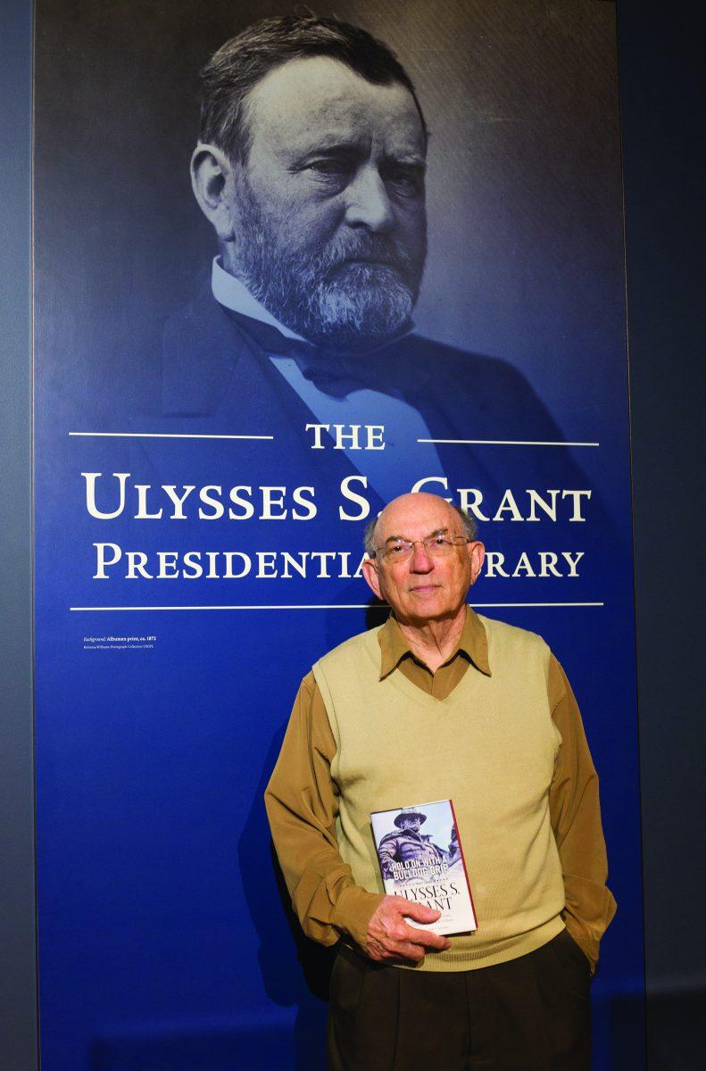 John Marszalek, one of the five contributing authors of “Hold On with a Bulldog Grip,” presents the newly published book in the university’s Ulysses S. Grant Presidential Library.