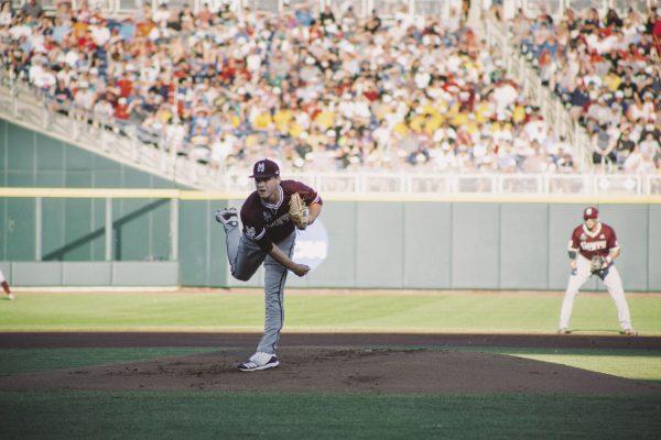 JT Ginn pitched six scoreless innings against Louisville. MSU lost 4-3.