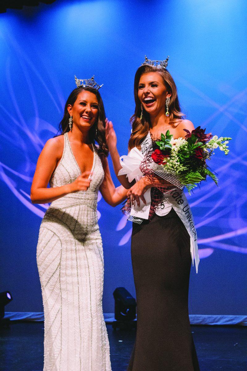 Leah Boyd, this year’s Miss MSU, was crowned by Mary Margaret Hyer, Miss Mississippi 2019, at the Miss MSU Scholarship Program.