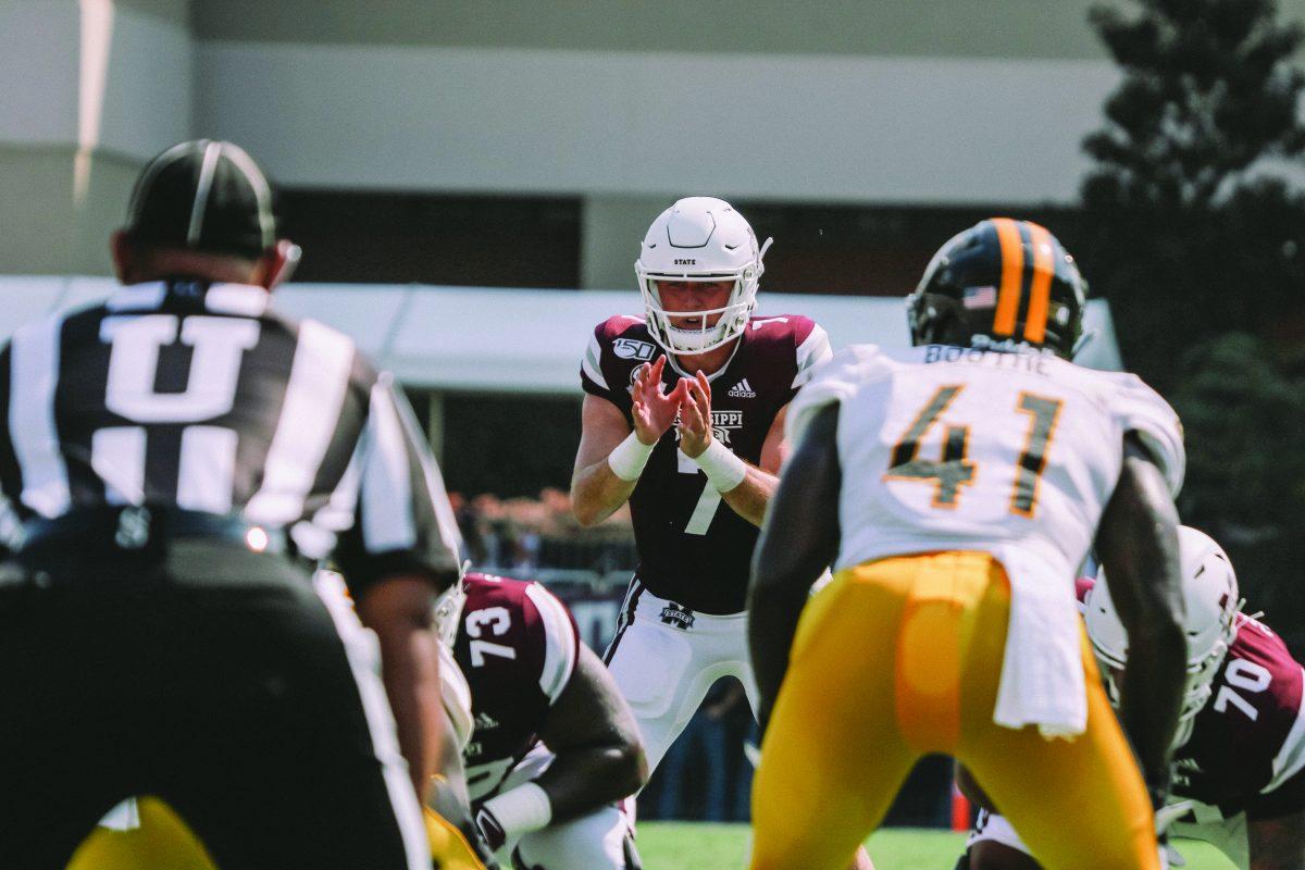 Tommy Stevens takes the snap during the game against the University of Southern Mississippi. MSU would go on to win the game 38-15.