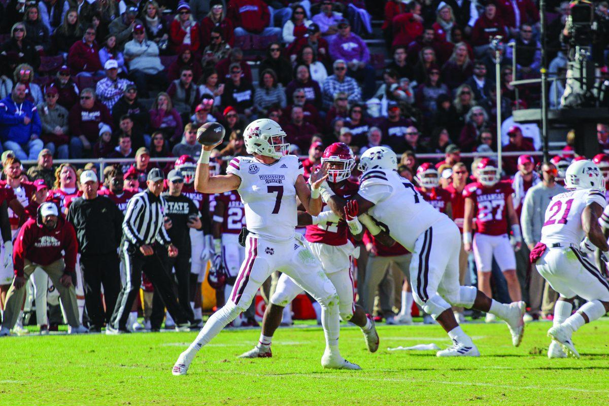Tommy Stevens throws a pass in a 54-24 win over Arkansas. Stevens threw two touchdowns.