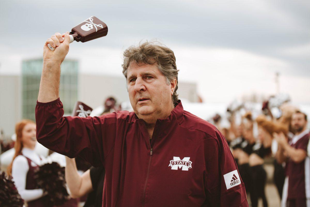 MSU+Head+Coach+Mike+Leach+rings+his+cowbell+on+the+day+he+first+arrived+in+Starkville+to+start+coaching+the+Bulldogs+football+team.