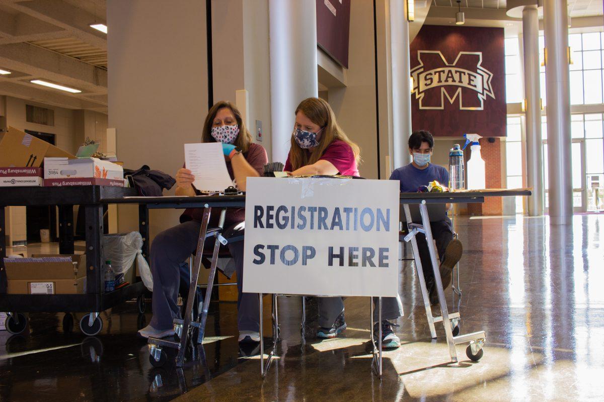 Mississippi State University is hosting pop-up vaccination clinics around campus. Pictured is a vaccine clinic in the Humphrey Coliseum.