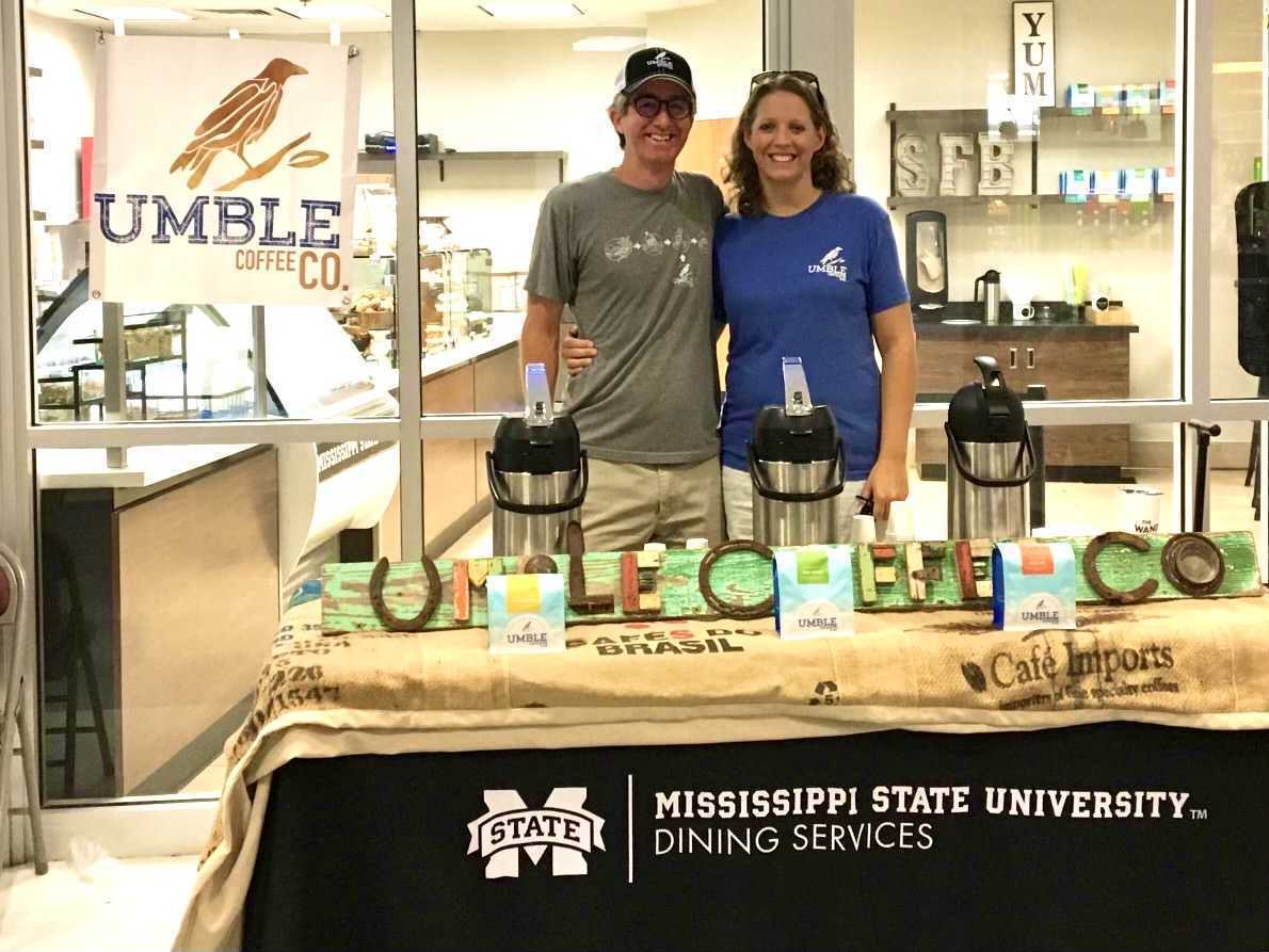 Kenneth Thomas and his wife Rachel Thomas are excited to serve Umble Coffee, their own coffee brand, on MSU’s campus.