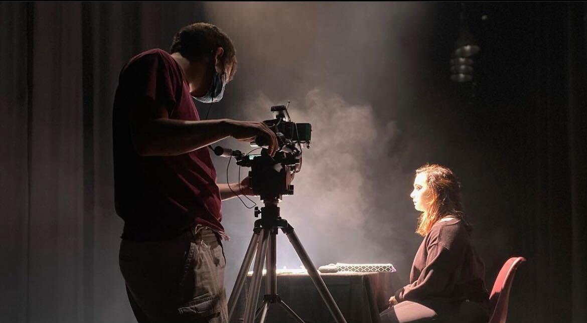 Walker Harris and Victoria Newton shoot a scene  for the short film “Little Sheep,” which was produced by MSU’s student film club.
