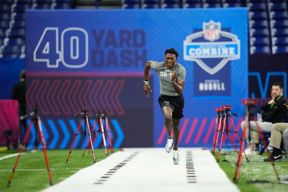 MSU cornerback Emmanuel Forbes posted a 4.35 time in the 40-yard dash at the 2023 NFL Combine.