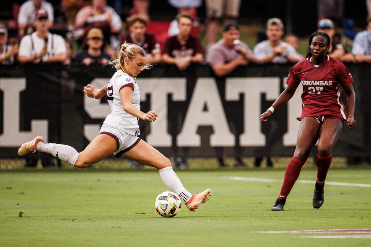 Mississippi State Midfielder Alivia Buxton (#10) during the match between the Arkansas Razorbacks and the Mississippi State Bulldogs at the MSU Soccer Field in Starkville, MS.