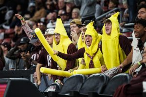 The banana "Bunch" will return to Humphrey Coliseum this year to continue cheering on the Bulldogs.