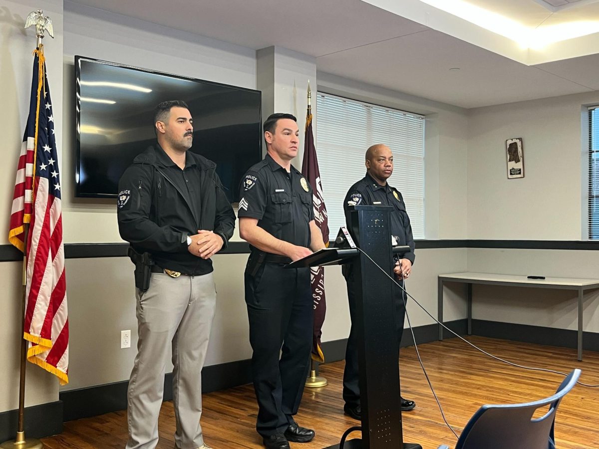 Starkville police Tyler Davis, Brandon Lovelady and Henry Stewart held a press conference Thursday evening.