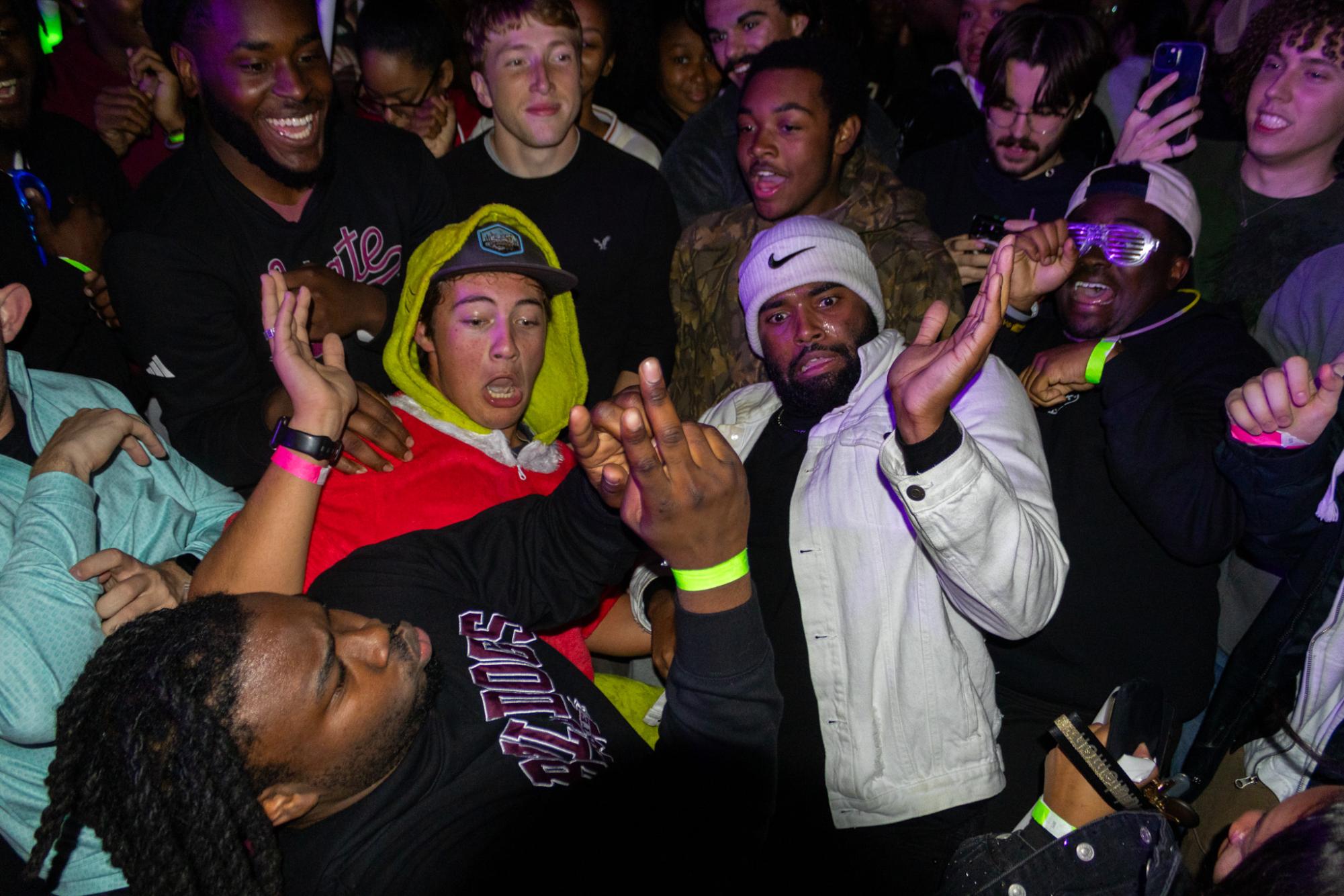 Several mosh pits broke out in the middle of the dance floor.