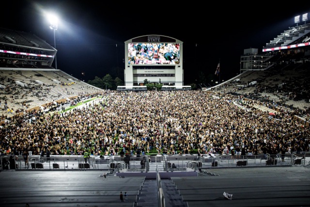 Students and fans rushed Scott Field following an Arizona State upset. 