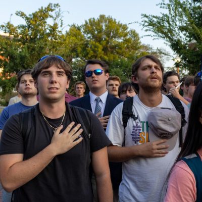 The vigil opened with the singing of The Star-Spangled Banner