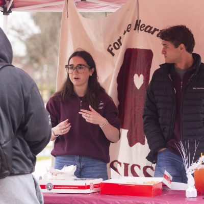 Presidential candidate Keegan Figueroa and his runningmate Abigail Spreen talk students through their campaign.